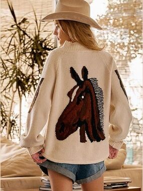 Horse Intarsia Knit Cardigan NWT | Urban Daizy | M/L